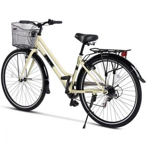 Bicicleta Trekking Carpat Altay C28262G BejNegru, roti 28 inch, echipare Shimano, 7 viteze, maneta rotativa, cos fata imagine
