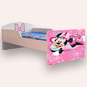 Pat pentru copii Minnie Mouse cu saltea, 2-12 ani, 160x80 cm imagine