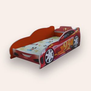 Pat pentru copii masina Turbo Speed 95 Rosu cu saltea, 2-8 ani, 140x70 cm imagine