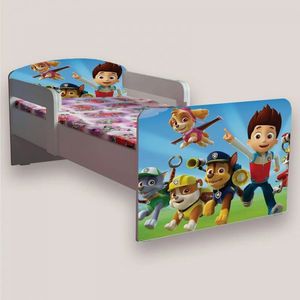 Pat pentru copii Paw Patrol cu manere si saltea, 2-8 ani, 140x70 cm imagine