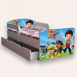 Pat pentru copii Paw Patrol cu sertar si saltea, 2-8 ani, 140x70 cm imagine