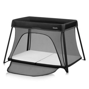 Patut multifunctional Lionelo Alice Negru 3 in 1 pliabil, 0 luni+, 2 trepte de inaltime pentru saltea, material rezistent Oxford 300D, cu iesire laterala, geanta de transport, pana 15 kg, 104x70x74 cm imagine