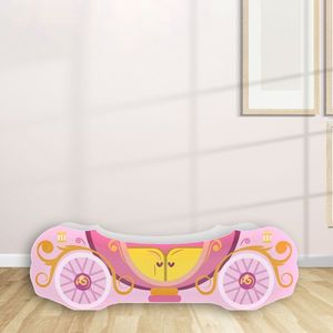 Pat pentru copii Trasura Cenusareasa Alb cu saltea, 2-8 ani, 140x70 cm imagine