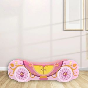 Pat pentru copii Trasura Cenusareasa Roz cu saltea, 2-8 ani, 140x70 cm imagine