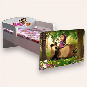 Pat pentru copii Masha si ursul, cu manere, 2-12 ani, 160x80 cm imagine