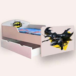 Pat pentru copii Batman cu sertar, 2-12 ani, 160x80 cm imagine