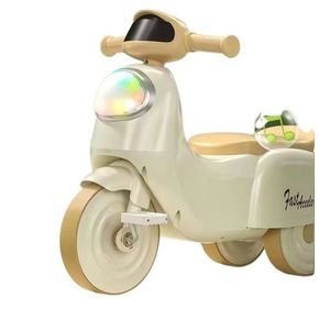 Motocicleta cu pedale pentru copii Nichiduta 3in1 Fast Beige cu maner parental detasabil, far cu lumina LED, muzica, structura stabila, sistem antirasturnare, roti rezistente, unghi de viraj limitat imagine
