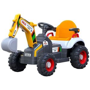Tractor electric cu cupa pentru copii Nichiduta Digger Scorpion Yellow 12V, telecomanda 2.4G, 2 motoarex38w, scaun din piele ecologica, cupa mobila, suport picioare, cotiere, roti late rezistente, muzica, lumini, dimensiune 118x58x55cm imagine