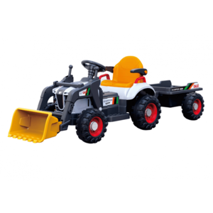 Tractor electric cu remorca si cupa pentru copii Nichiduta Digger Scorpion Yellow 12V, telecomanda 2.4G, 2 motoarex38w, scaun din piele ecologica, cupa mobila, suport picioare, cotiere, roti late rezistente, muzica, lumini LED imagine