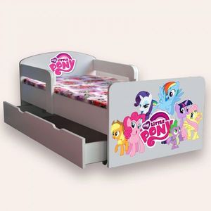 Pat pentru copii My Little Pony cu manere, sertar si saltea, 2-8 ani, 140x70 cm imagine