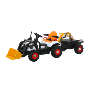 Tractor electric cu remorca si 2 cupe pentru copii Nichiduta Digger Scorpion Yellow 12V, telecomanda 2.4G, 2 motoarex35w, scaun din piele ecologica, cupe mobile, suport picioare, cotiere, roti late rezistente, muzica, lumini LED imagine