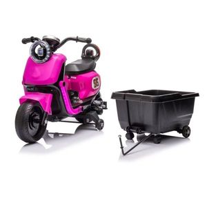 Motocicleta electrica pentru copii Nichiduta SafeRider 95 Rose Red, remorca detasabila, roti ajutatoare, motor 35w, acumulator 6V7Ah, far cu lumini LED, roti rezistente, manere ergonomice, muzica, pornire la buton imagine