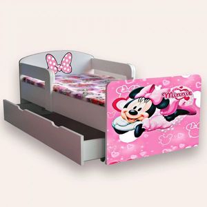 Pat pentru copii Minnie Mouse cu manere si sertar, 2-8 ani, 140x70 cm imagine