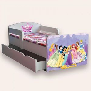 Pat pentru copii Printese, cu manere si sertar, 2-8 ani, 140x70 cm imagine