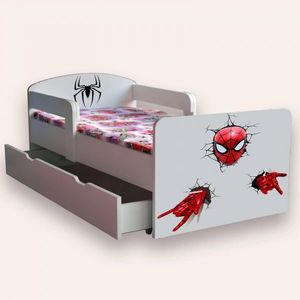 Pat pentru copii Spider Man, cu manere si sertar, 2-8 ani, 140x70 cm imagine