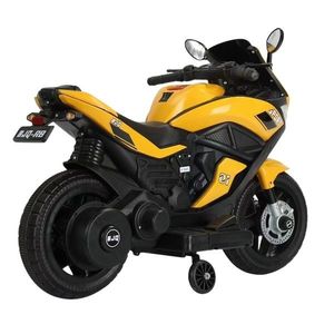 Motocicleta electrica pentru copii Nichiduta Storm Yellow cu 2 motoare x 38w, scaun confortabil din piele ecologica, roti ajutatoare, oglinzi retrovizoare, lumini LED, muzica, pornire la buton, suport picioare, manere ergonomice imagine