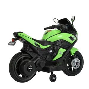 Motocicleta electrica pentru copii Nichiduta Storm Green cu 2 motoare x 38w, scaun confortabil din piele ecologica, roti ajutatoare, oglinzi retrovizoare, lumini LED, muzica, pornire la buton, suport picioare, manere ergonomice imagine