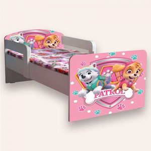 Pat pentru copii Paw Patrol cu manere si saltea, 2-8 ani, 140x70 cm imagine