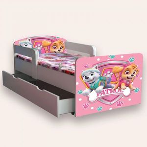 Pat pentru copii Paw Patrol cu manere si sertar, 2-8 ani, 140x70 cm imagine
