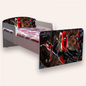 Pat pentru copii Spider Man varianta 2, cu manere si saltea, 2-8 ani, 140x70 cm imagine