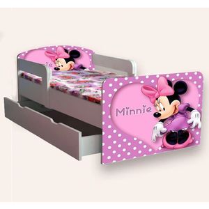 Pat pentru copii Minnie Mouse varianta 2 cu manere si sertar, 2-12 ani, 160x80 cm imagine
