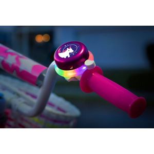 Clopotel roz cu lumini led multicolore pentru bicicleta imagine