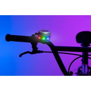 Clopotel argintiu cu lumini led multicolore pentru bicicleta imagine