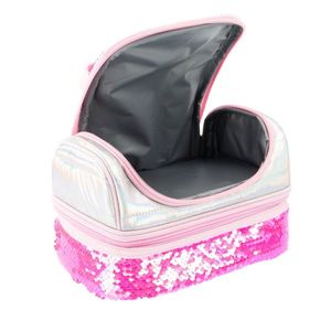 Cutie termica matlasata cu paiete reversibile si interior impermeabil Lunch box Girabrilla Pink Fluo imagine