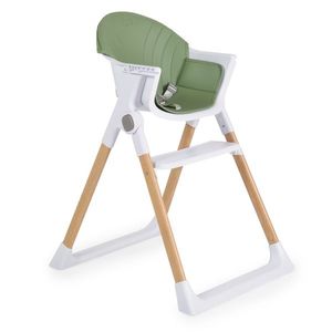 Scaun de masa pentru copii Cangaroo Almond Green, husa din piele ecologica usor de curatat, structura metalica stabila, picioare antiderapante, pliere compacta, centura de siguranta si protectie antialunecare, suport picioare imagine