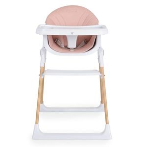 Scaun de masa pentru copii Cangaroo Almond Pink, husa din piele ecologica usor de curatat, structura metalica stabila, picioare antiderapante, pliere compacta, centura de siguranta si protectie antialunecare, suport picioare imagine