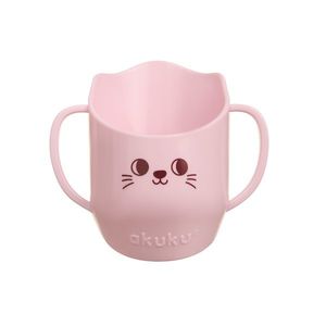Cana antrenament cu manere pentru copii Akuku BabyMug Pink Cat, capacitate 150ml, materiale sigure fara BPA, margine tesita ce permite bautul fara a inclina capul pe spate, comptibil masina de vase imagine