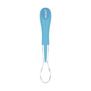Lingurita de silicon pentru bebelusi Akuku Albastru, varf moale, maner ergonomic, fara BPA imagine