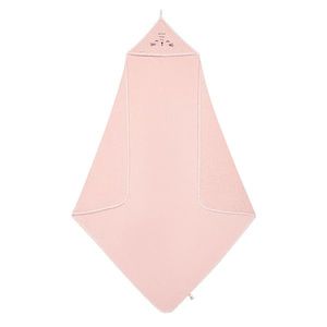 Prosop cu gluga pentru bebelusi Akuku Stars Roz, 100x100 cm, realizat din bumbac moale de inalta calitate, absoarbe umezeala, cu agatatoare cuier, recomandat de la nastere imagine