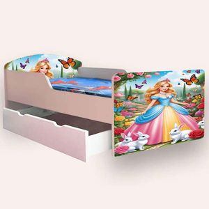 Pat pentru copii Printesa, cu sertar, 2-12 ani, 160x80 cm imagine