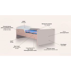 Pat pentru copii Frozen varianta 2, cu saltea, 2-6 ani, 130x60cm imagine