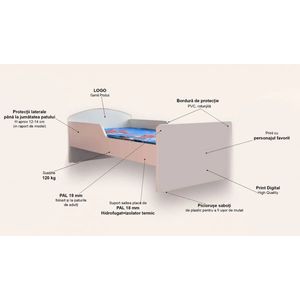 Pat pentru copii Frozen varianta 2, cu saltea, 2-12 ani, 160x80 cm imagine