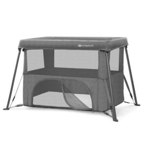 Patut pliabil Kinderkraft Cami Grey cu doua nivele si rucsac de calatorie imagine