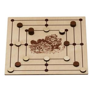 Joc tintar, moara din lemn, piese maro-natur, 24.5 x 24.5 cm imagine