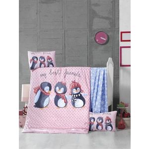 Lenjerie de pat pentru copii, Victoria, Best Friends, 4 piese, 100% bumbac ranforce, multicolor imagine