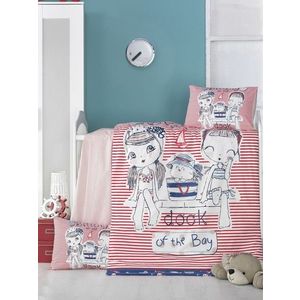 Lenjerie de pat pentru copii, Victoria, Two Girls, 4 piese, 100% bumbac ranforce, multicolor imagine