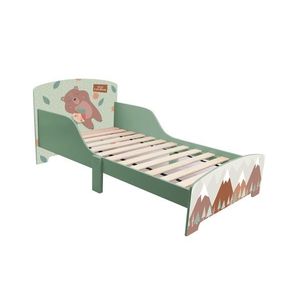 Pat pentru copii Green Forest, U-grow, 143x92.5x60 cm, lemn, verde imagine