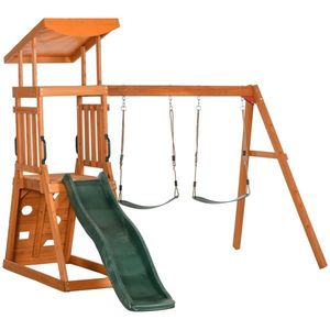 Outsunny Set 4 in 1 cu leagan si tobogan, Set de leagan pentru copii | Aosom Romania imagine