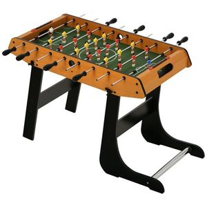 HOMCOM Masă de baby-foot pliabilă din MDF, 2 mingi incluse, ideală pentru joacă acasă, design lemn/negru, 98x42x62 cm | Aosom Romania imagine
