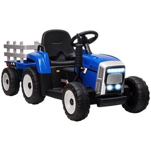 HOMCOM Tractor electric cu remorcă detașabilă, pentru copii de la 3 la 6 ani cu telecomandă MP3 muzică afișaj lumini | Aosom Romania imagine
