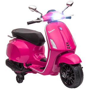 AIYAPLAY Motocicletă electrică pentru copii Vespa 6V, Muzică MP3 Port USB Faruri 2 roți de antrenare, dim. 107L x 47l x 73H cm Roz | Aosom Romania imagine
