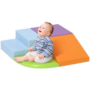 HOMCOM 4 blocuri de construcție XL, module de motricitate, spumă EPE poliuretan, verde portocaliu mov și albastru | Aosom Romania imagine