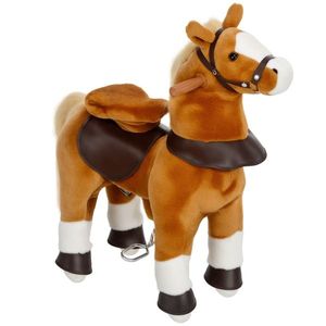 AIYAPLAY cal de mers pentru copii, cal pe role, pentru copii 3-5 ani, greutate maximă 60 kg, 70 x 28 x 70 cm, maro | Aosom Romania imagine