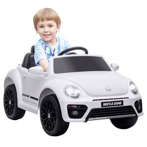 AIYAPLAY Mașinuță electrică pentru copii, VW Beetle, 3-5 km/h, cu telecomandă și muzică, alb | Aosom Romania imagine