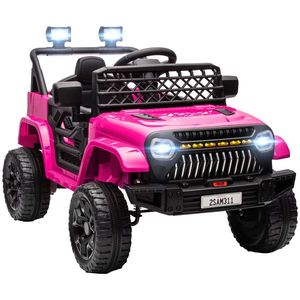 AIYAPLAY Mașină electrică pentru copii 4x4 cu telecomandă 2, 4Ghz, 2 motoare 12 V, viteză reglabilă, muzică, claxon, lumini LED, negru | Aosom Romania imagine
