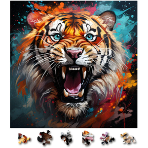 Puzzle din lemn - Animale - Tigru 2 | Woodmix Puzzles imagine